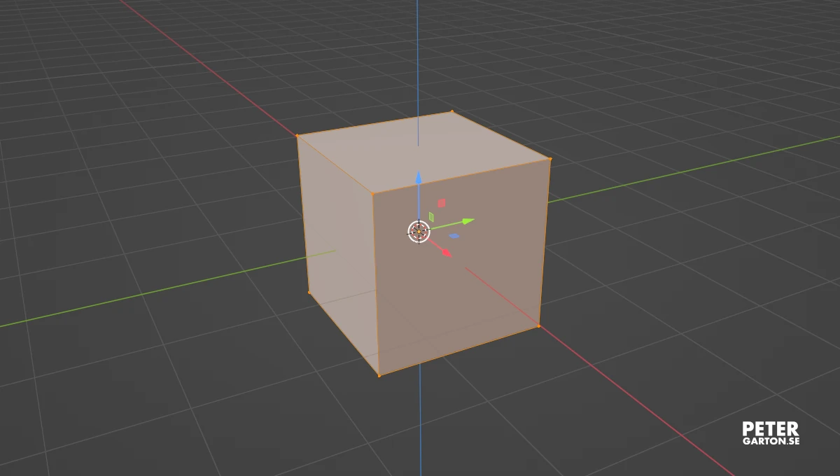 Screenshot of a 3D cube in Blender