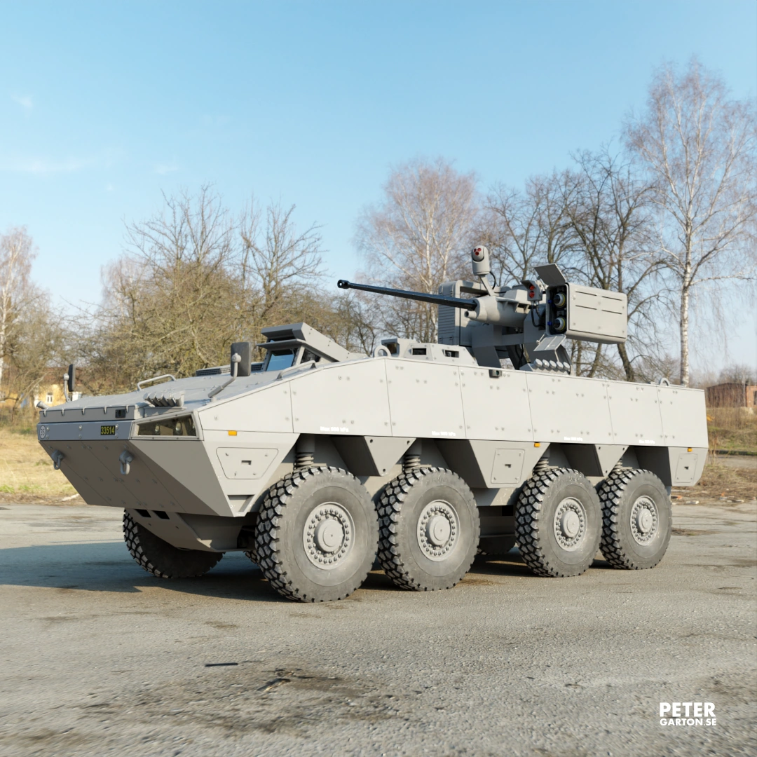 3D visualisering av pansarfordon (Armored Modular Vehicle) 3D visualisering av pansarfordon (Armored Modular Vehicle)