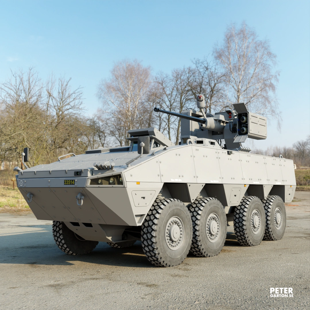 3D visualisering av pansarfordon (Armored Modular Vehicle)