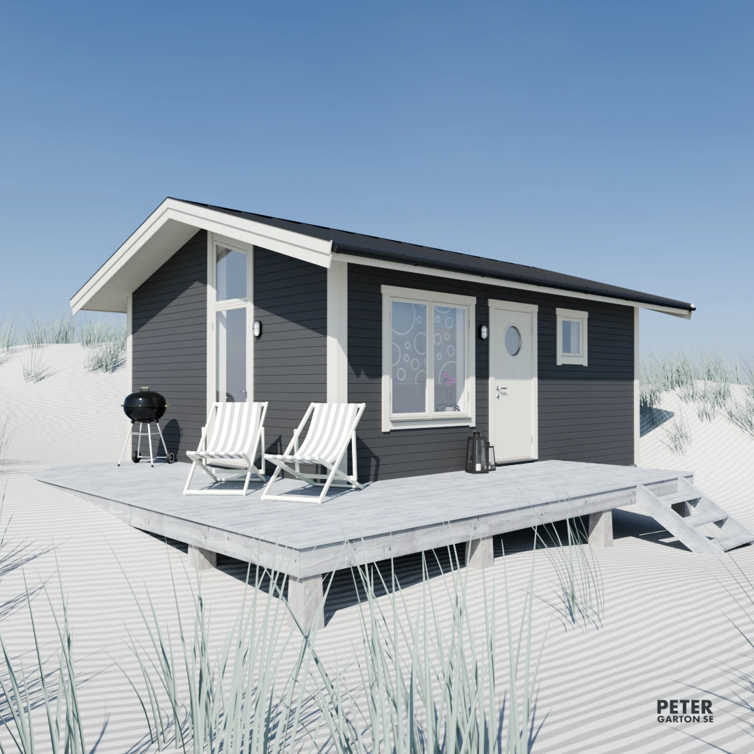 3D visualisering strandstuga Mellbystrand