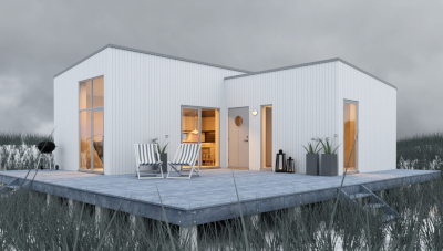 3D visualization Small house 1B with a Scandinavian design